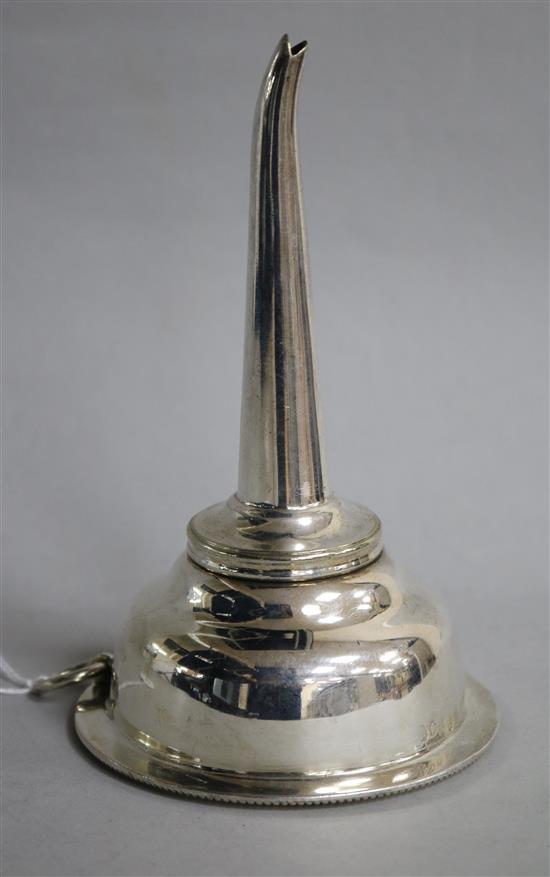 A silver plated wine funnel, 15.3cm.